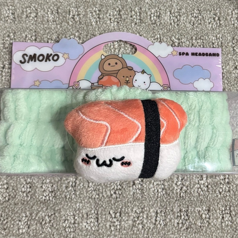 Smoko Mint Green Spa Headband with Sushi Design